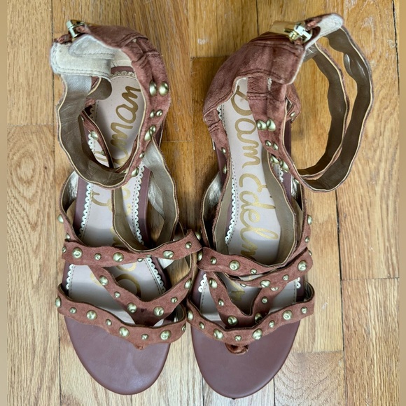 Sam Edelman Suede Gladiators - Caramel/Gold - Picture 4 of 5